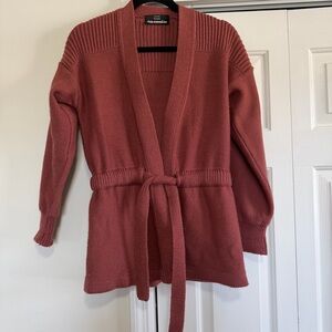 Alain Manoukian Italy Mauve Clay Tie Front Cardigan Sweater Size S-M